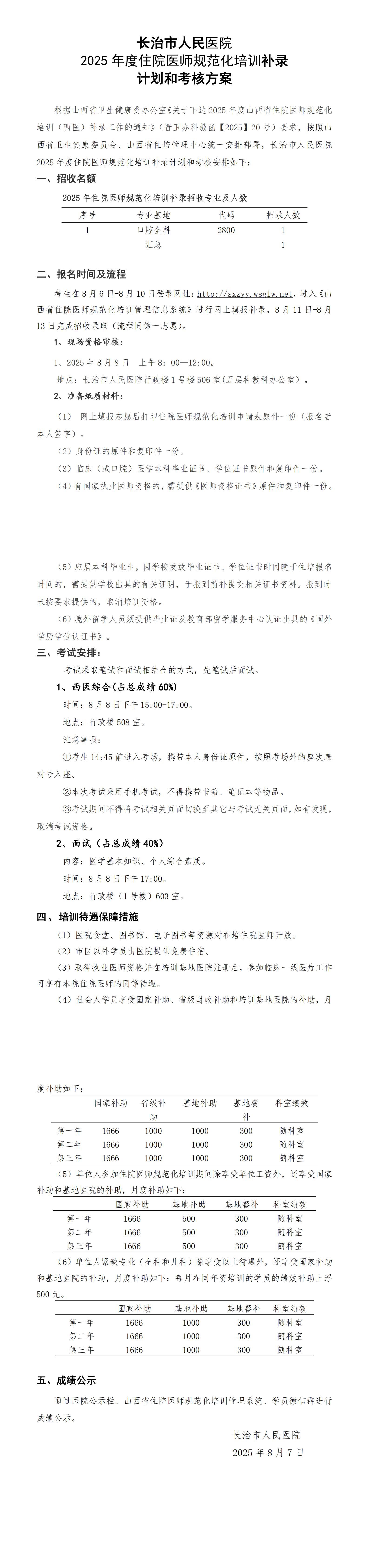 长治市人民医院补录